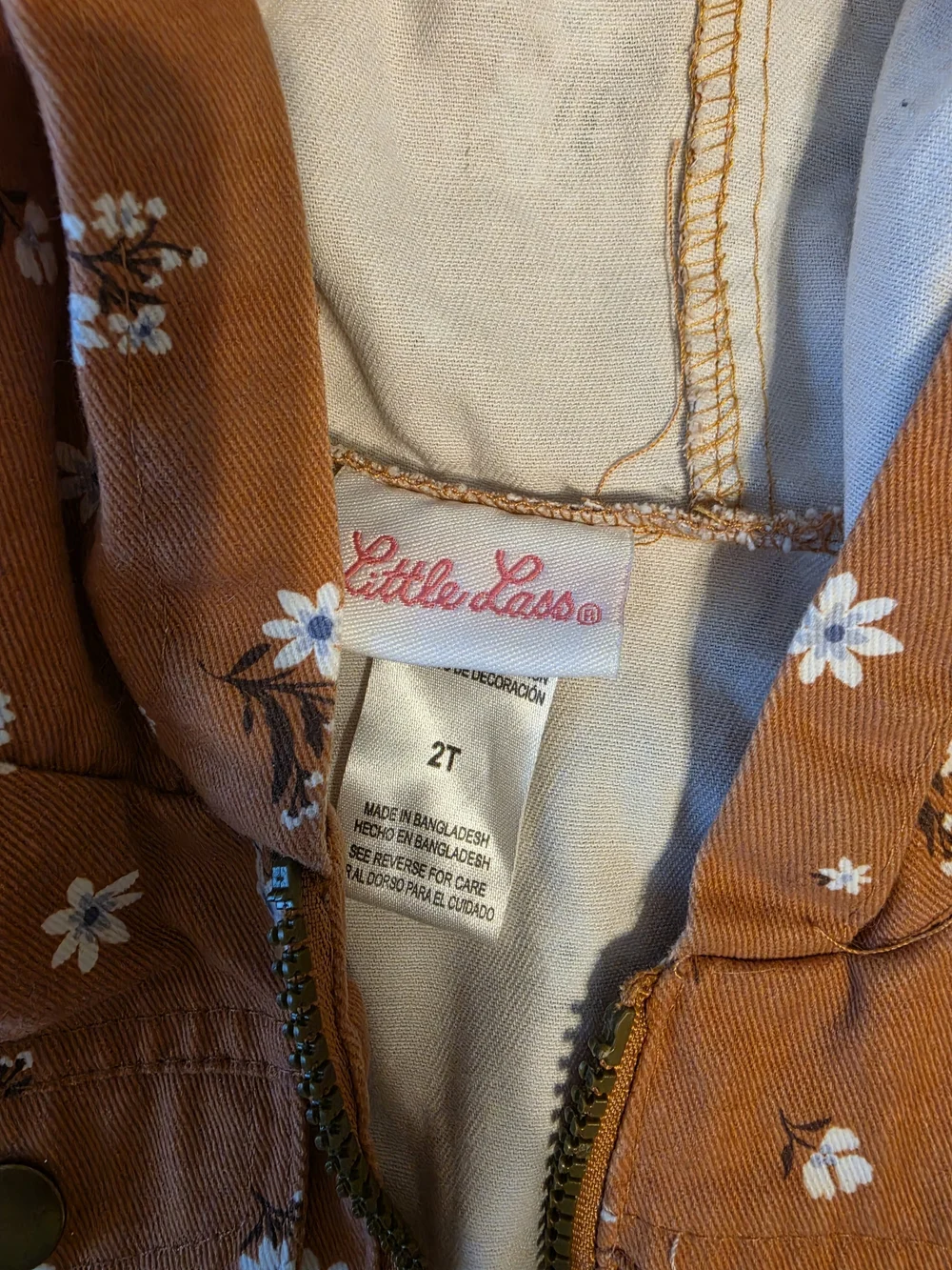 Girls' Floral Hooded Jacket in Rust 2T